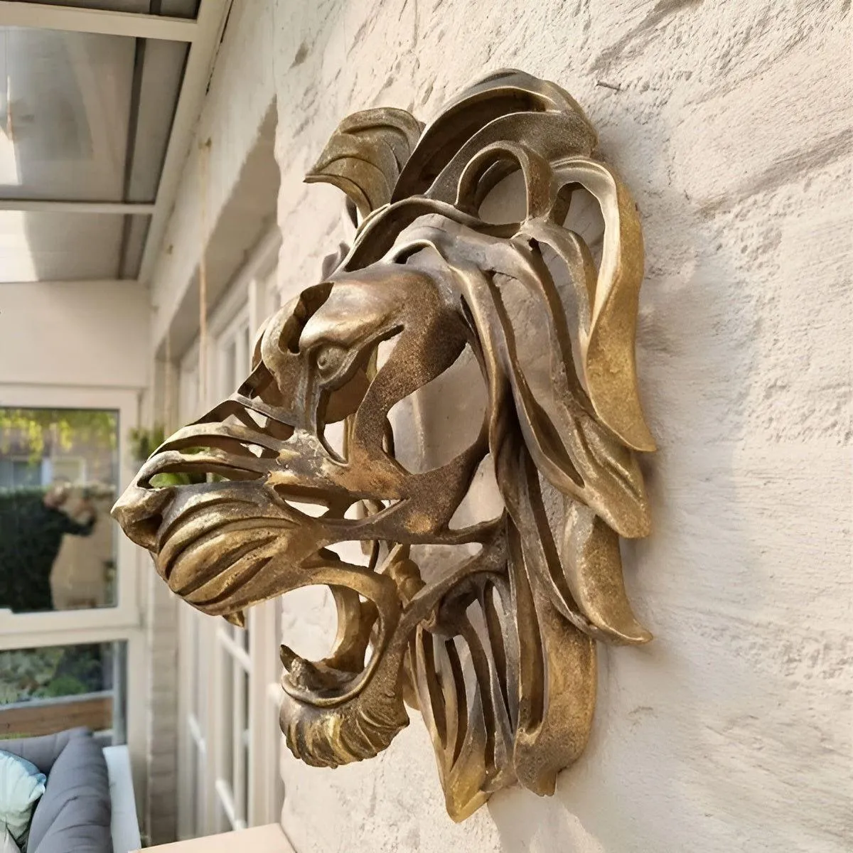 Golden Roar - Exquisite Vergoldete Harz Löwenkopf Wandmontage Skulptur