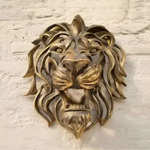 Golden Roar - Exquisite Vergoldete Harz Löwenkopf Wandmontage Skulptur