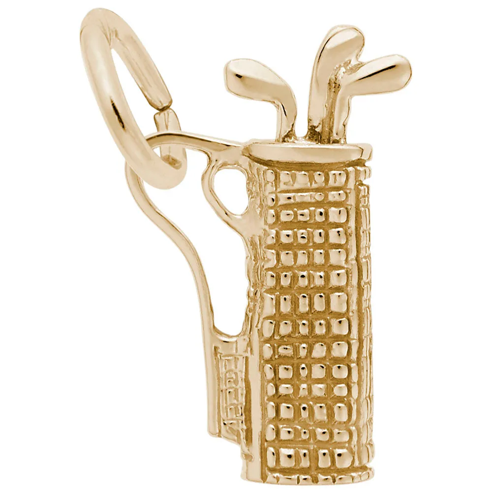 Golf Bag Charm In Yellow Gold