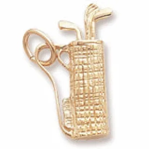 Golf Bag Charm In Yellow Gold