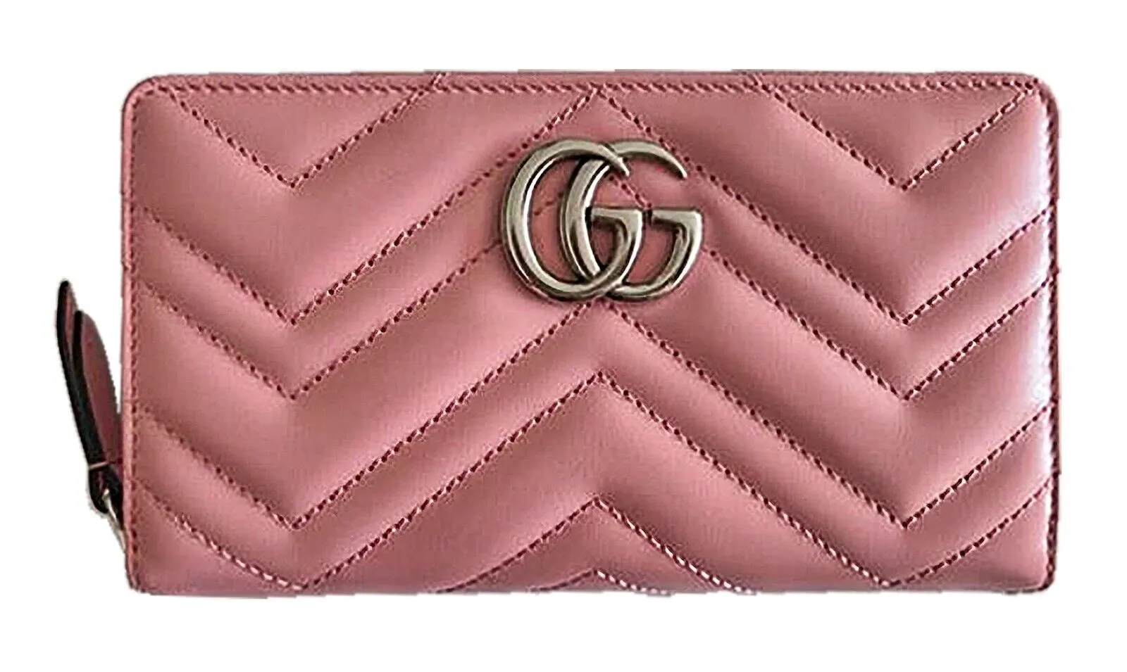 Gucci Chevron Violet Roseate Wallet Rose Pink GG Leather Italy Box New