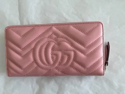 Gucci Chevron Violet Roseate Wallet Rose Pink GG Leather Italy Box New