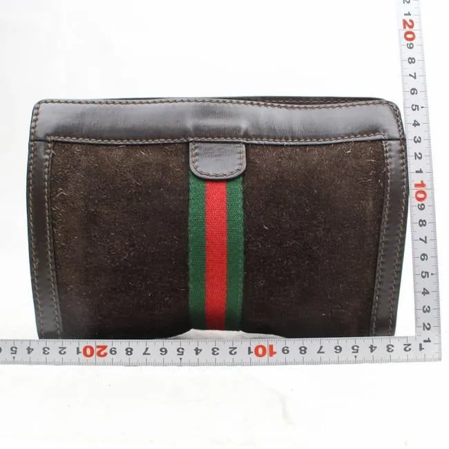 Gucci Vintage Accessory Collection Pursesdesigner Purses Brown Suede And Leather Clutch