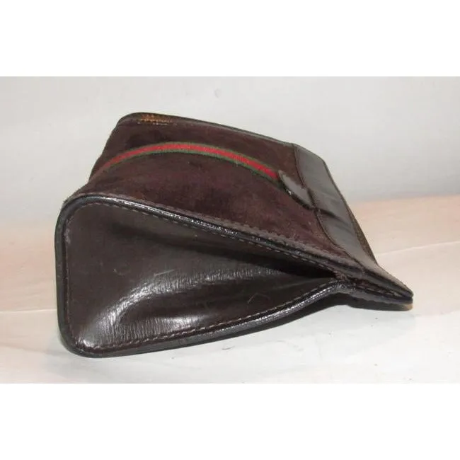 Gucci Vintage Accessory Collection Pursesdesigner Purses Brown Suede And Leather Clutch