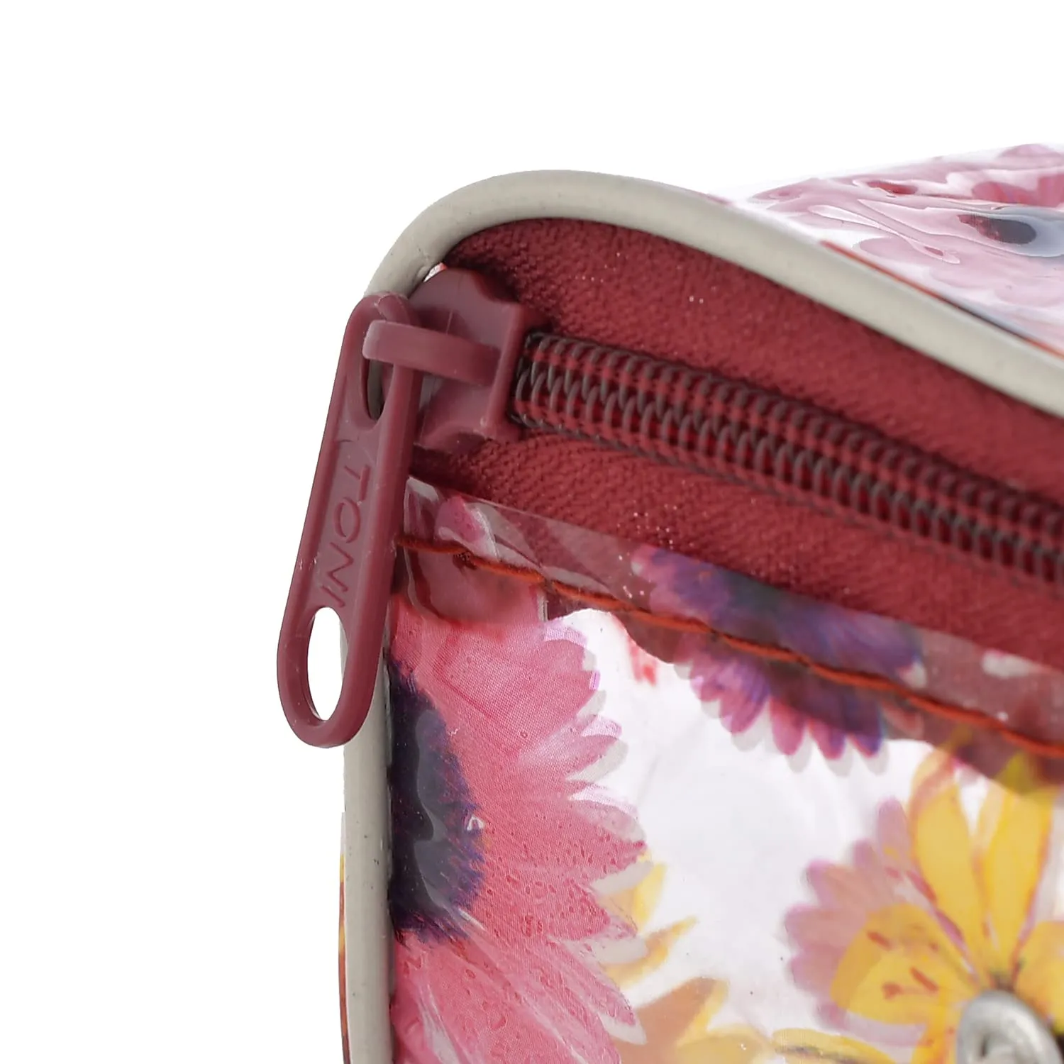 Heart Home Flower Printed Tranasparent PVC Makeup Organizing Bag, Travel Toiletry Pouch With Carrying Strip- Pack of 4 (Multicolor)-44HH0602