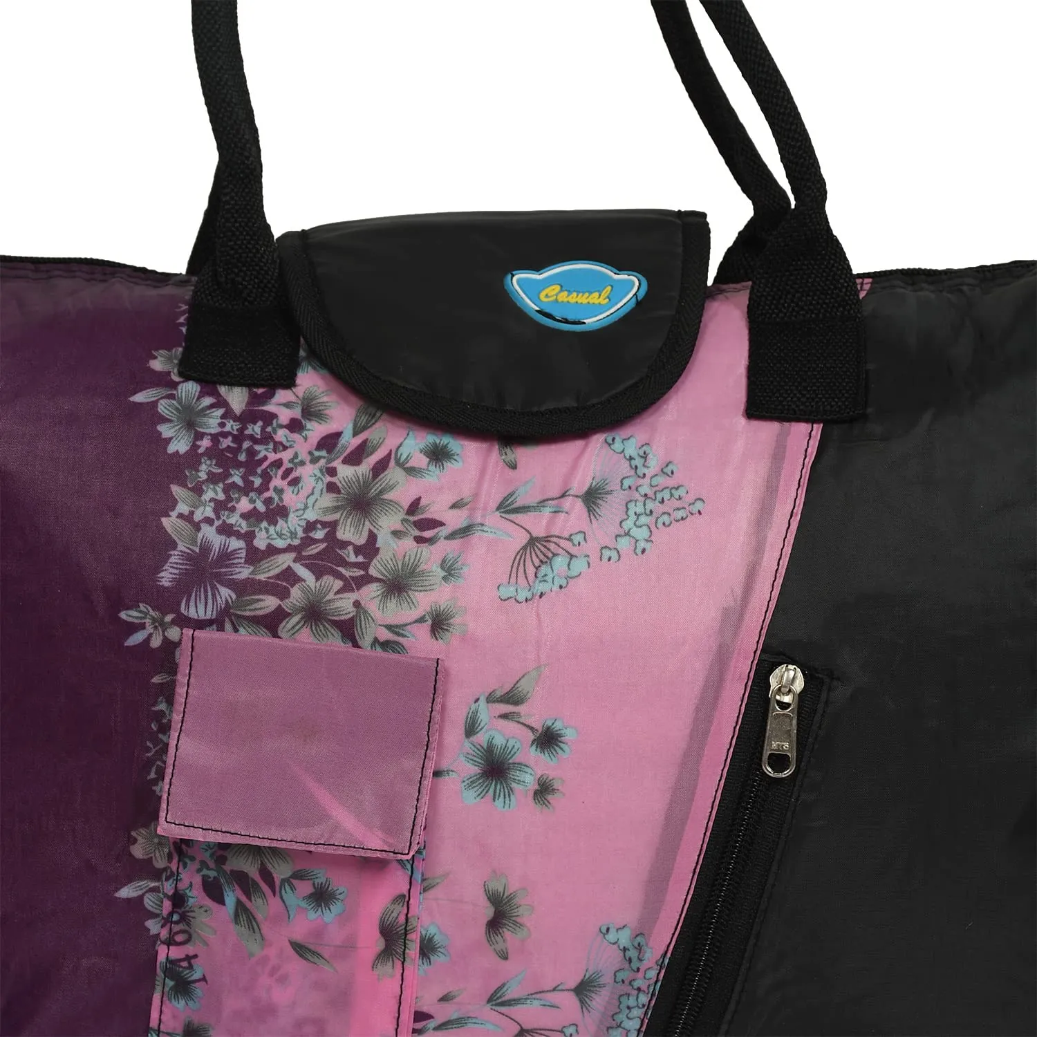 Heart Home Parachute Floral Print Shoulder Bag/Shopping Bag for Home & Travling with Handle (Pink) 54HH4194.