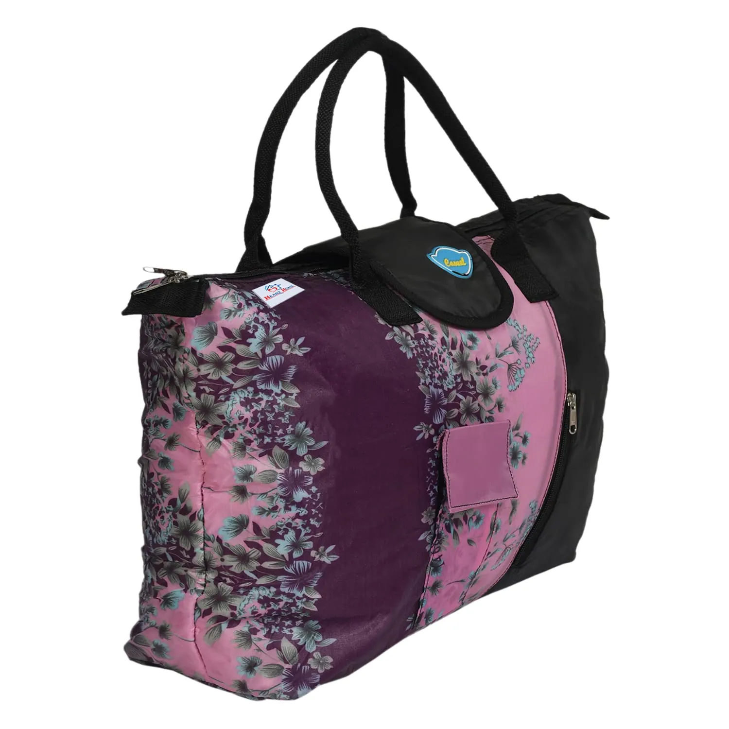 Heart Home Parachute Floral Print Shoulder Bag/Shopping Bag for Home & Travling with Handle (Pink) 54HH4194.