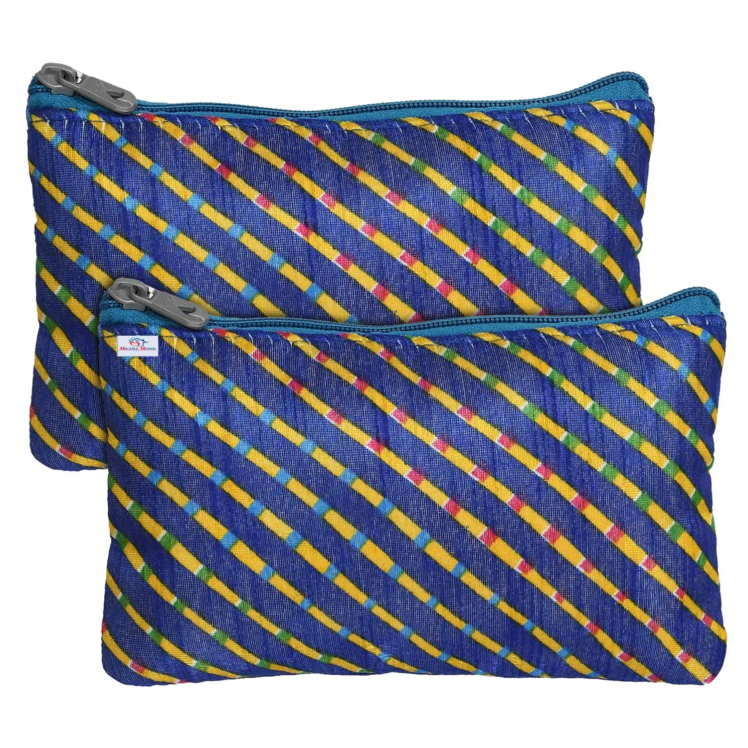 Heart Home Polyester Lining Print Purse For Woman/Girl Set Of 2 (Blue) 54HH4346.