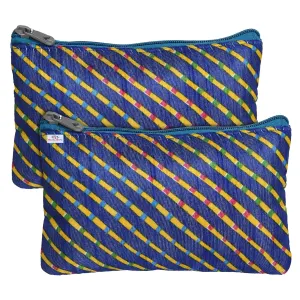 Heart Home Polyester Lining Print Purse For Woman/Girl Set Of 2 (Blue) 54HH4346.