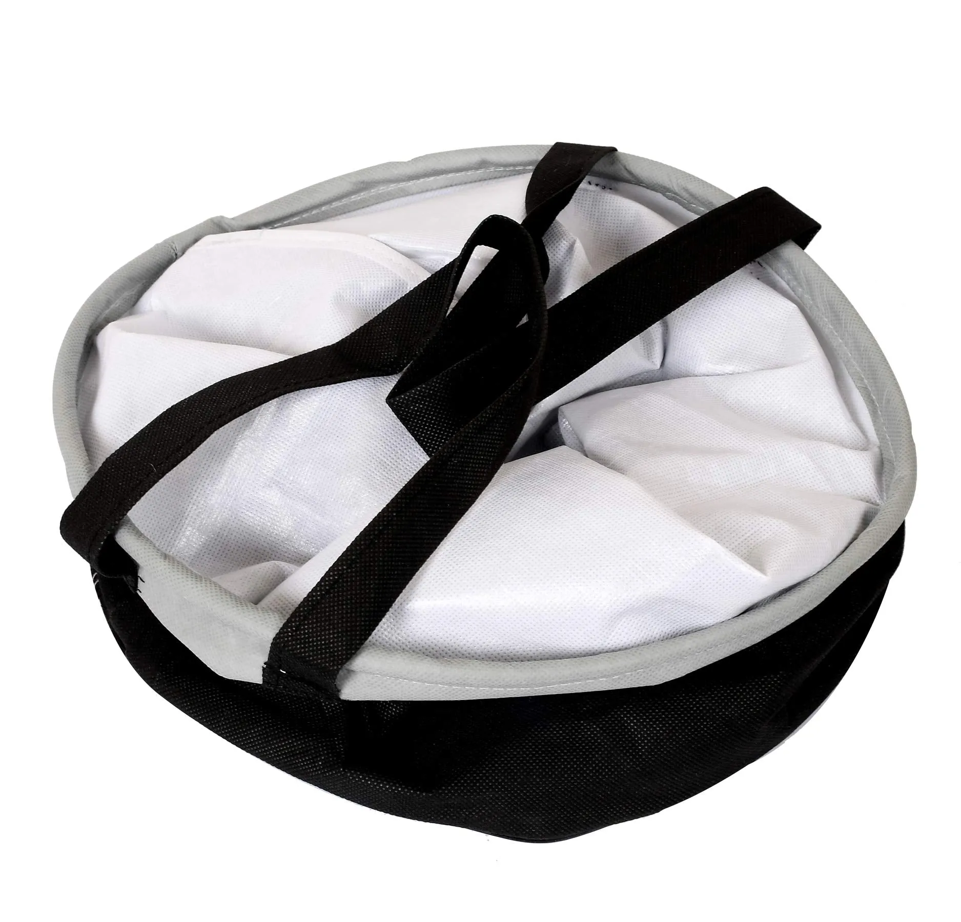 Heart Home Round Non Woven Fabric Foldable Laundry Basket, Toy Storage Basket, Cloth Storage Basket With Handles,45 Ltr (Set Of 2, Grey & Black)-HEARTXY11448