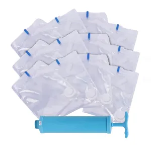 Heart Home Vacuum Storage Bags|Space Saver Bags|Travel Vacuum Storage Seal Bags for Comforters Blankets Clothes Pillows With Hand Pump,60x80 cm,Pack of 12 (Transparent)