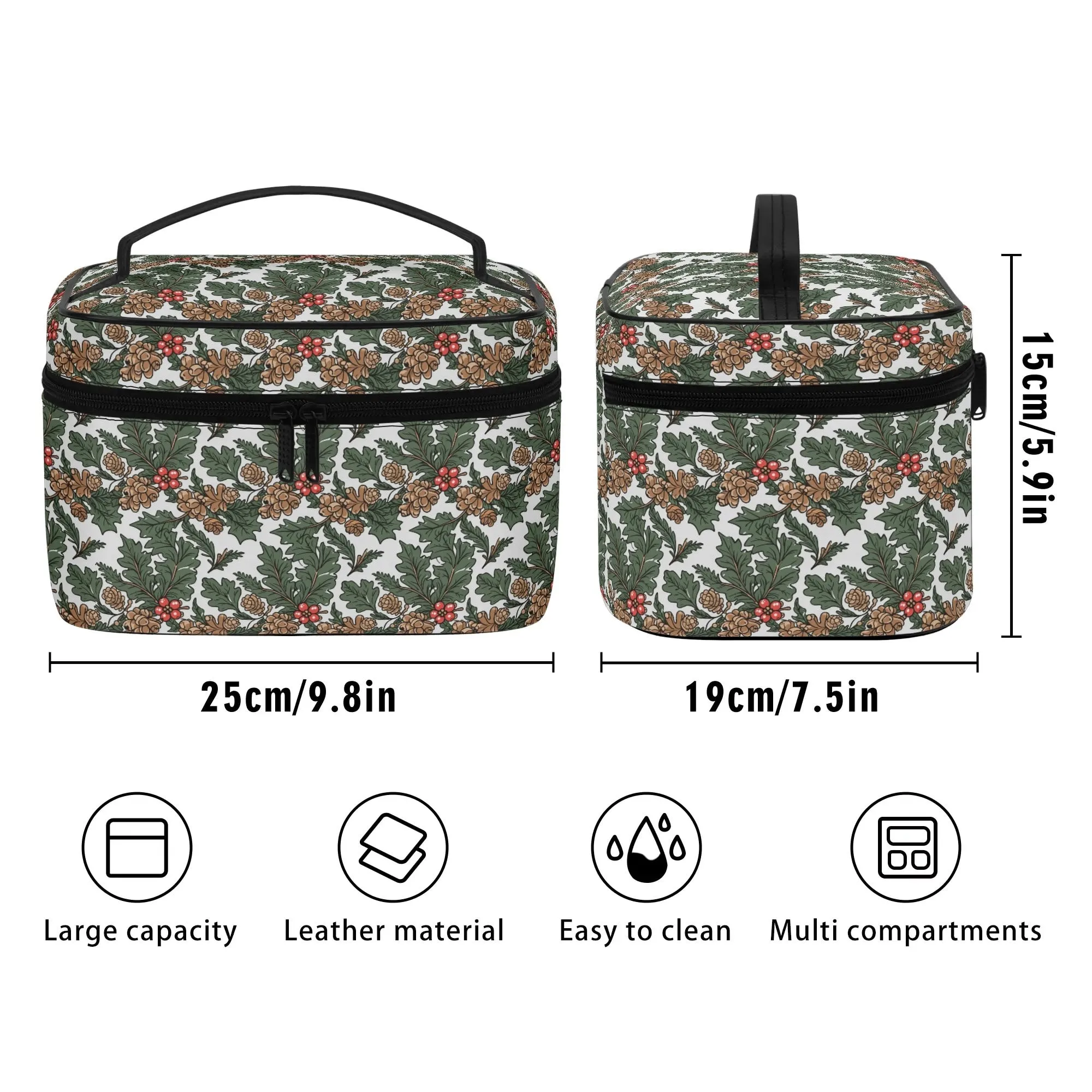 Holly Pine Leather Cosmetic Bag