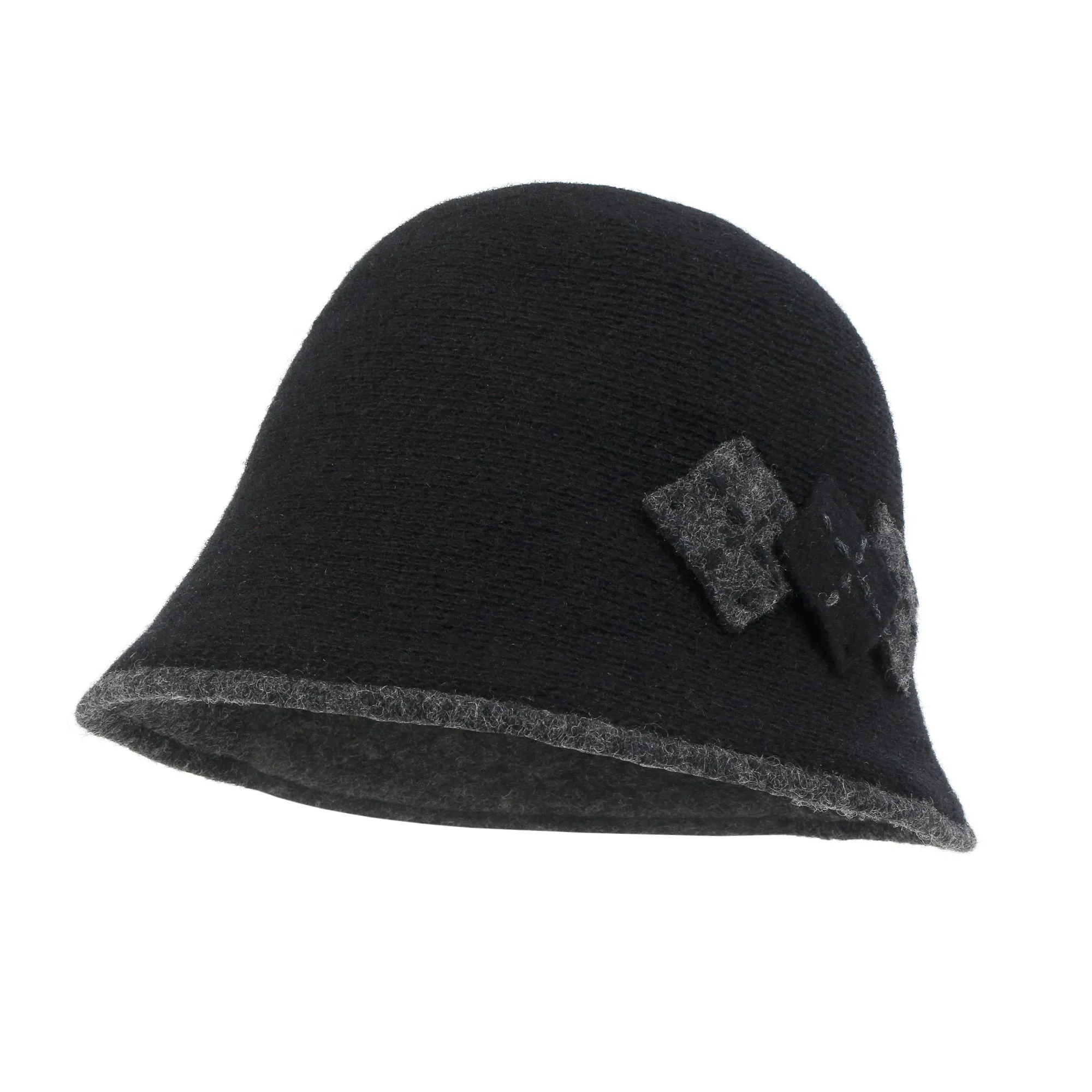 ililily Diamond Shape Knitted Wool Blended Bucket Hat Foldable Winter Bowler Hat