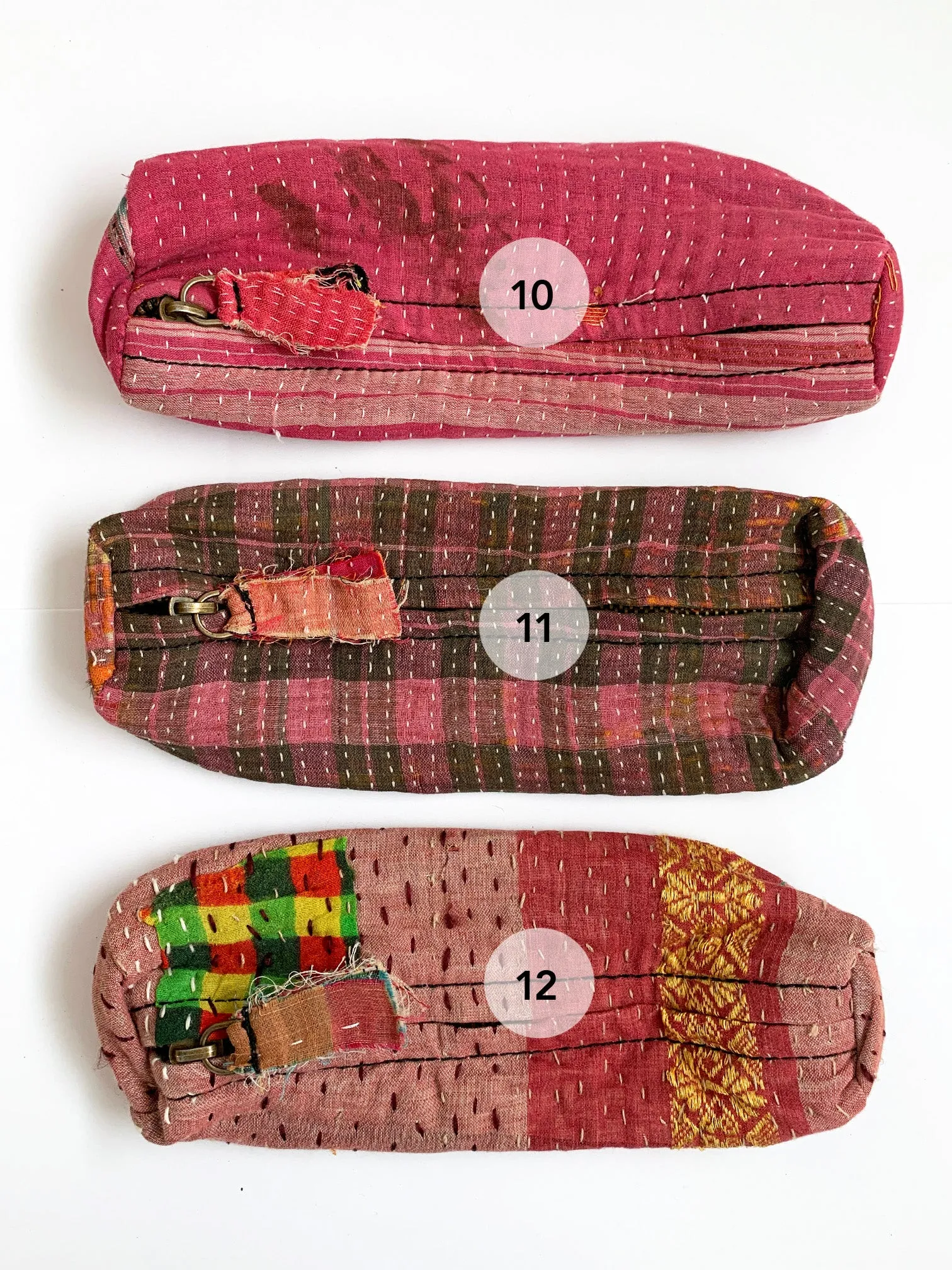 Indian Kantha Fabric Zip Pouch