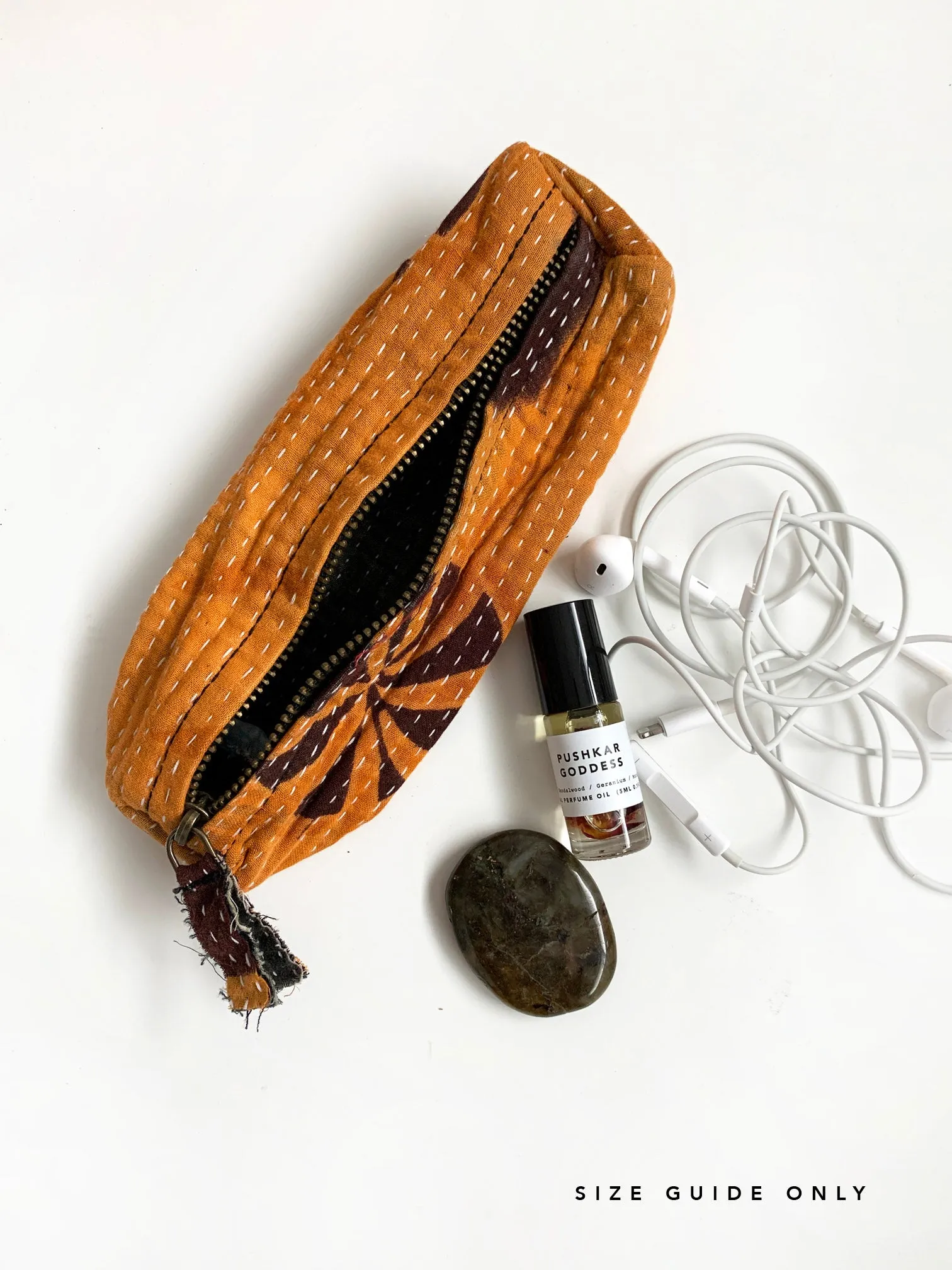 Indian Kantha Fabric Zip Pouch
