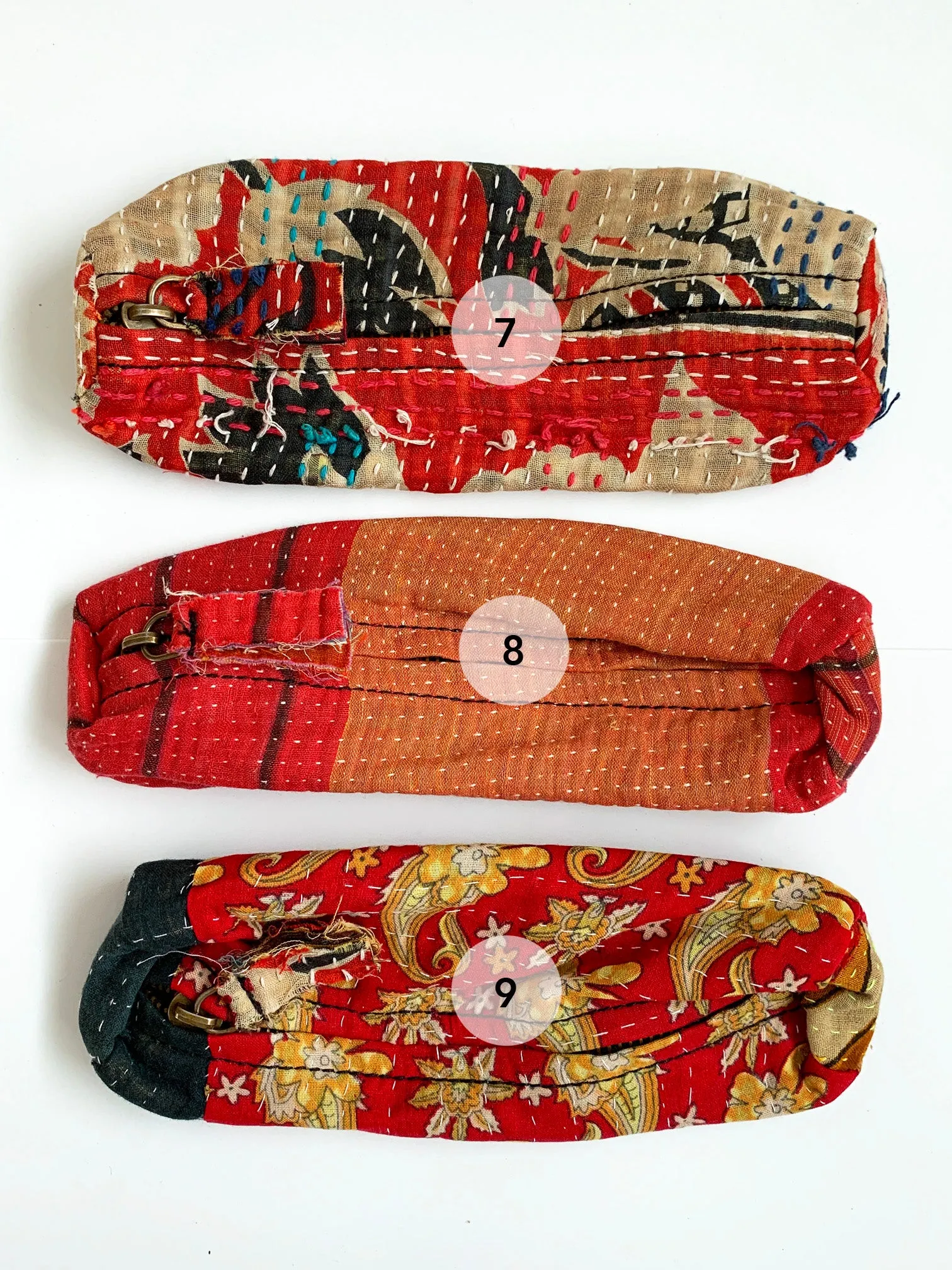 Indian Kantha Fabric Zip Pouch