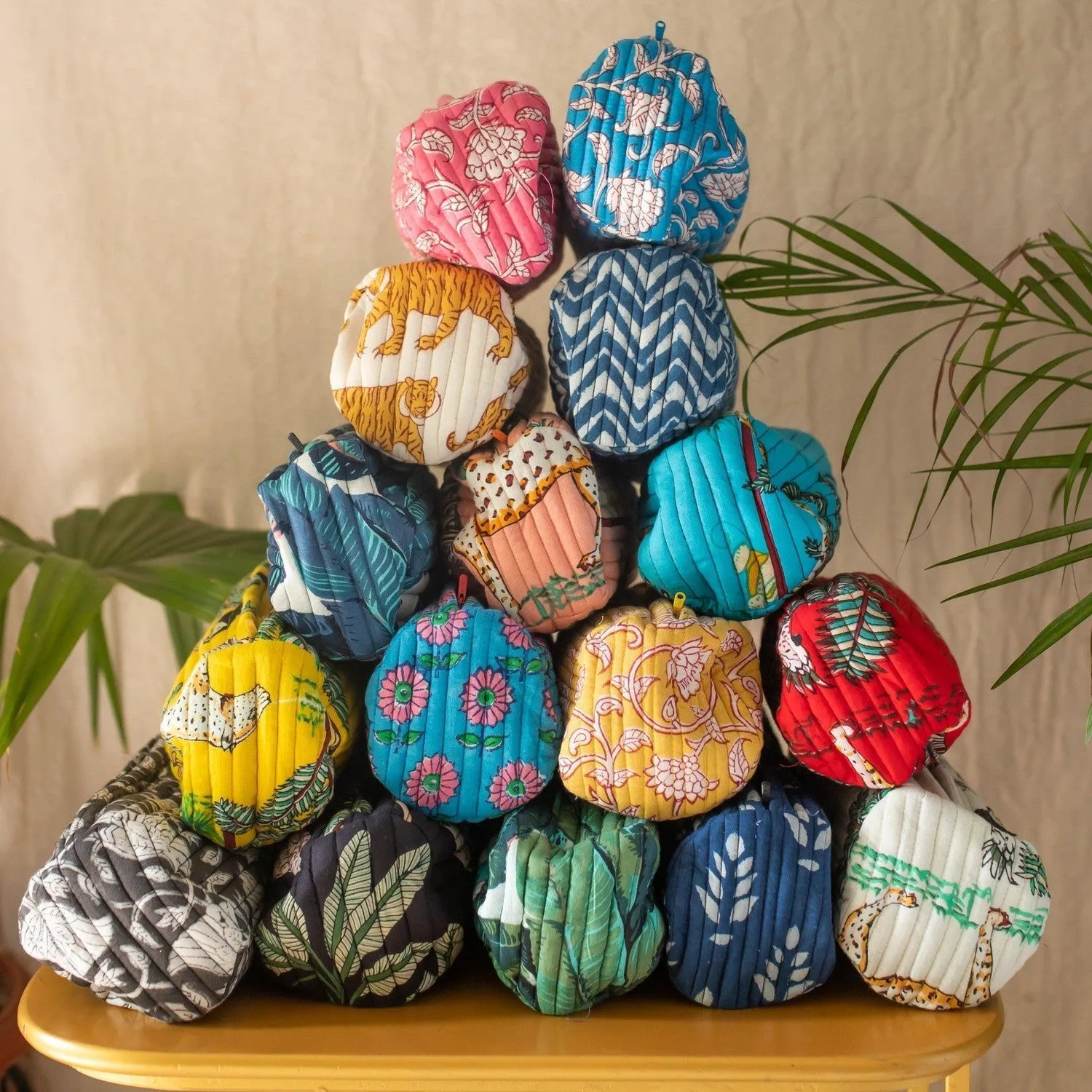 Indigo Chevron Dabu Cosmetic Pouch Set of 2