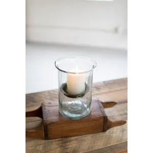 Kalalou - MINI GLASS CANDLE CYLINDERS W RUSTIC INSERT - SMALL - CV1022