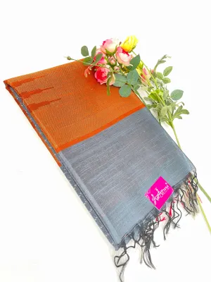 Khadhi Silk Grey and Orange