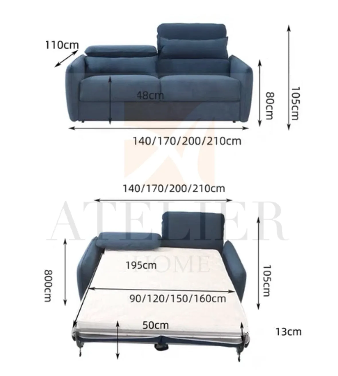 Kira Scratch Resistant Foldable Sofa Bed with Mattress