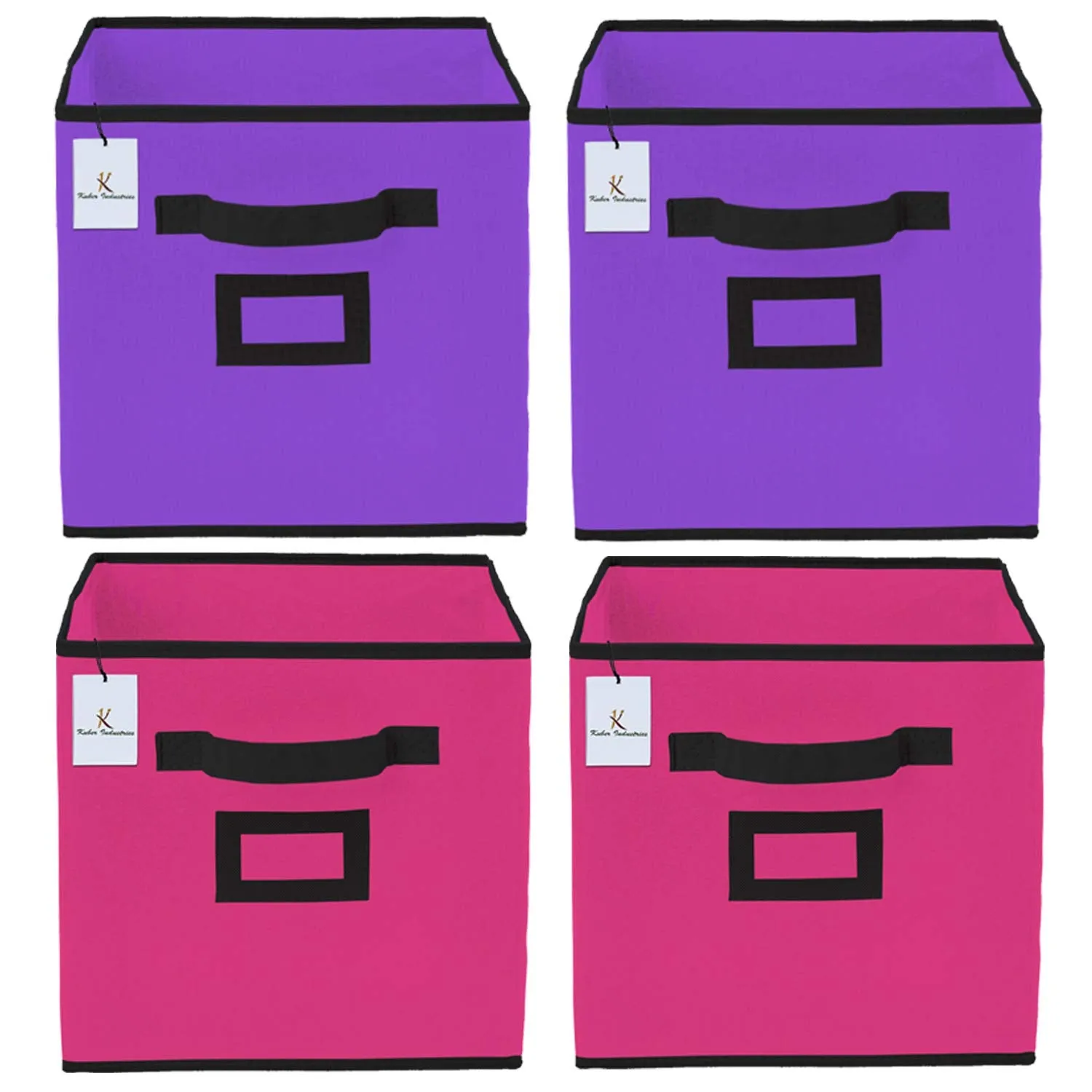 Kuber Industries Non Woven Foldable Storage Organiser Cubes/Boxes CTKTC035193 (Pink, Purple, Small) - 4 Pieces