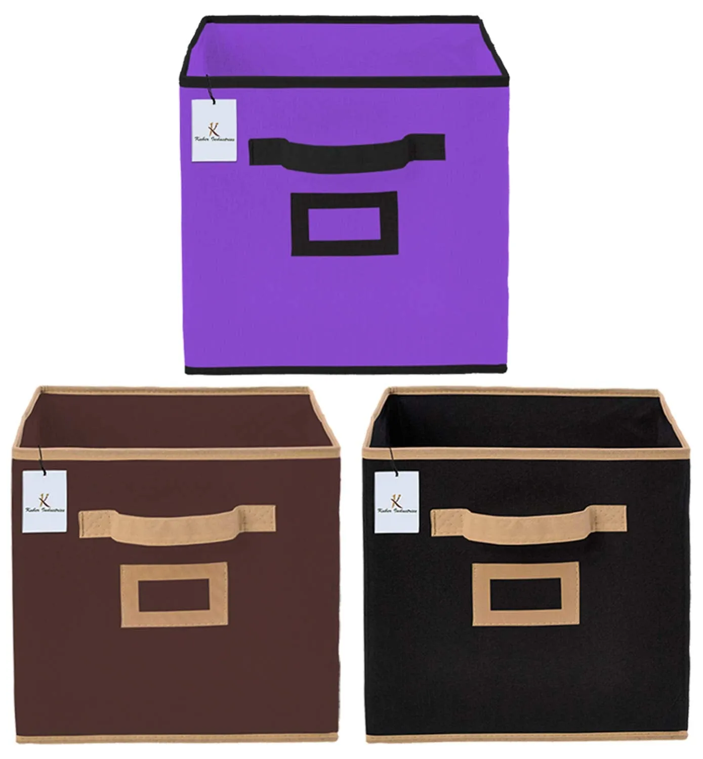 Kuber Industries Non Woven Foldable Storage Organiser Cubes/Boxes CTKTC035193 (Pink, Purple, Small) - 4 Pieces