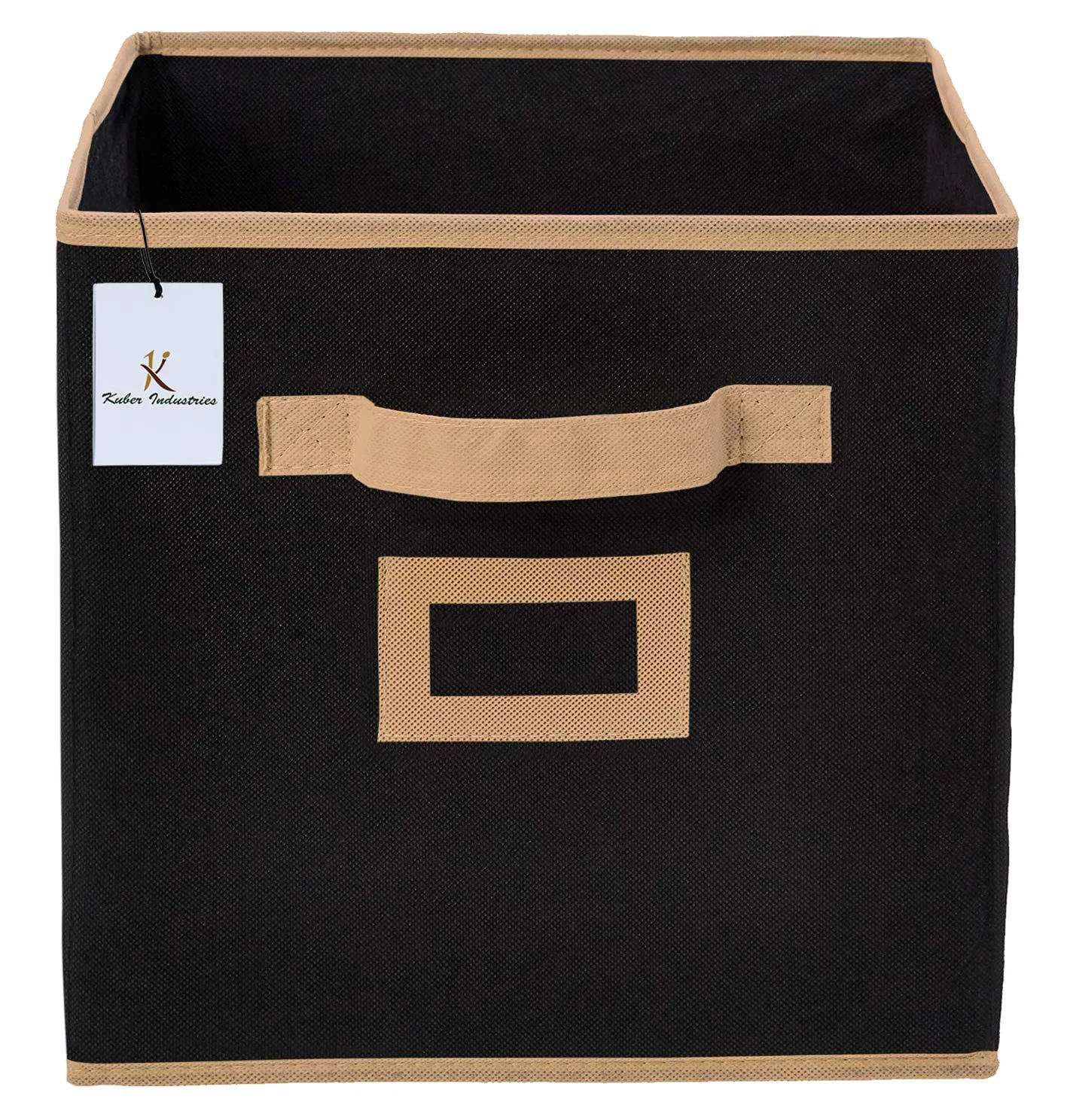 Kuber Industries Non Woven Foldable Storage Organiser Cubes/Boxes CTKTC035255 (Black, Coffee, Large) - 2 Pieces