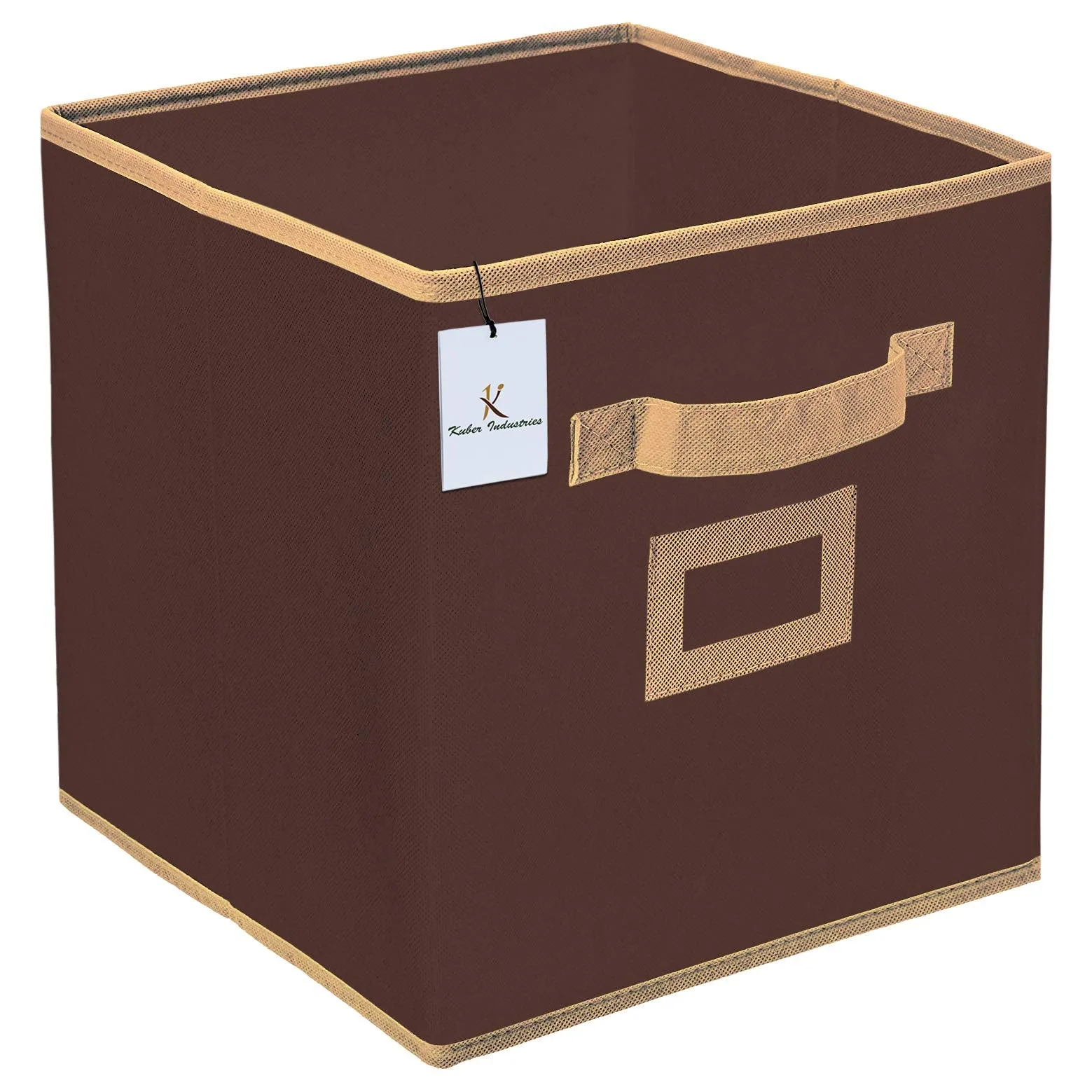 Kuber Industries Non Woven Foldable Storage Organiser Cubes/Boxes CTKTC035255 (Black, Coffee, Large) - 2 Pieces