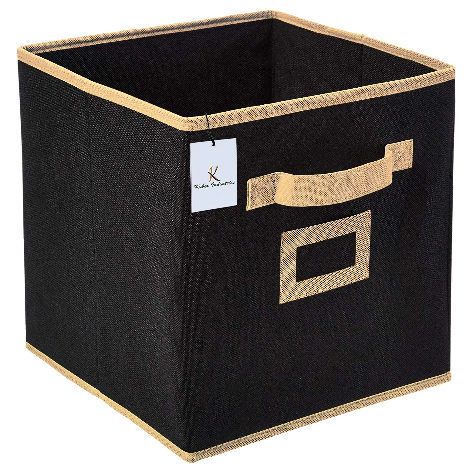 Kuber Industries Non Woven Foldable Storage Organiser Cubes/Boxes CTKTC035255 (Black, Coffee, Large) - 2 Pieces