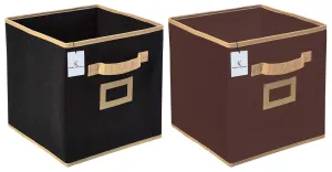 Kuber Industries Non Woven Foldable Storage Organiser Cubes/Boxes CTKTC035255 (Black, Coffee, Large) - 2 Pieces