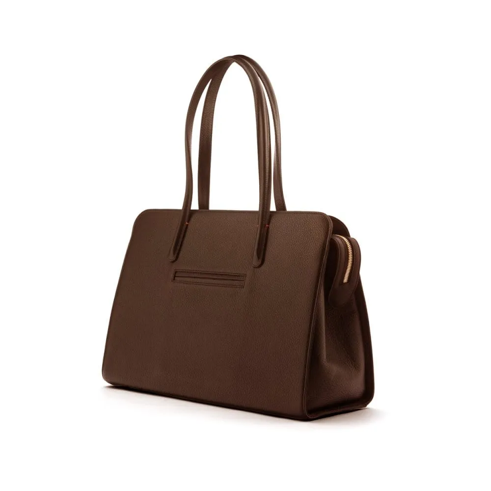 Ladies' Leather 15" Laptop Handbag - Brown