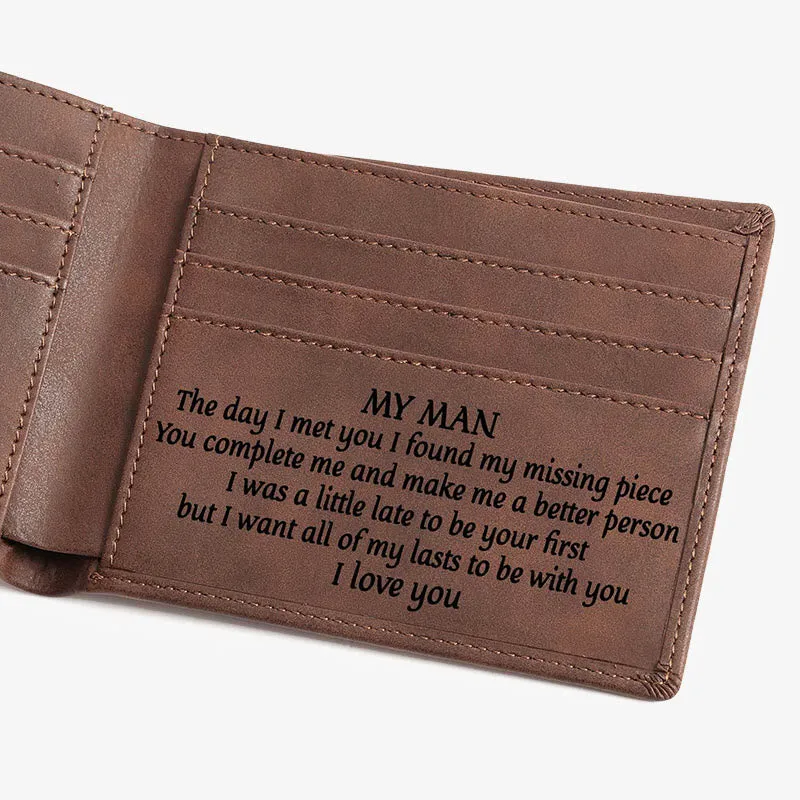 Laser Lettered Wallet For Family Gift Vintage Leather Purse