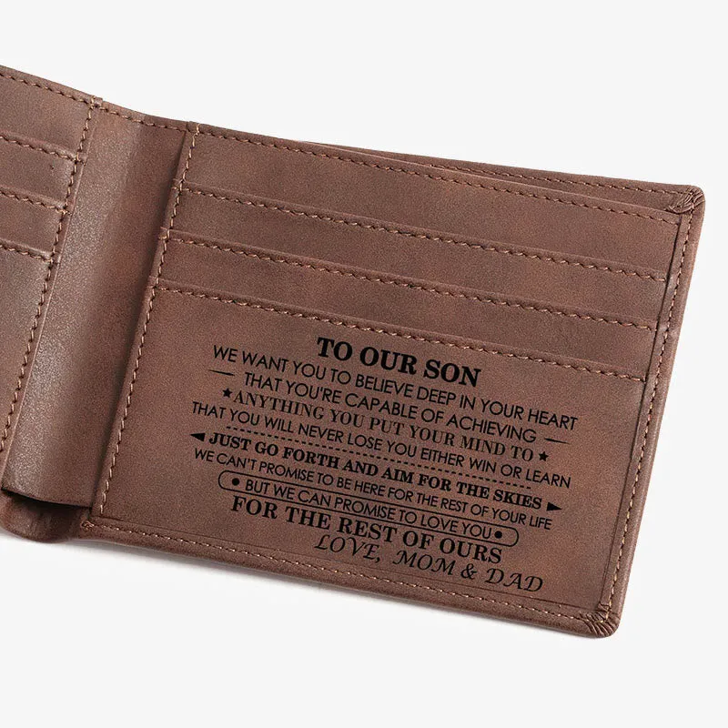 Laser Lettered Wallet For Family Gift Vintage Leather Purse