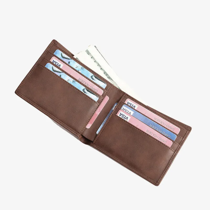 Laser Lettered Wallet For Family Gift Vintage Leather Purse