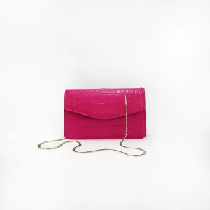 Le Clutch in Hot Pink Croc