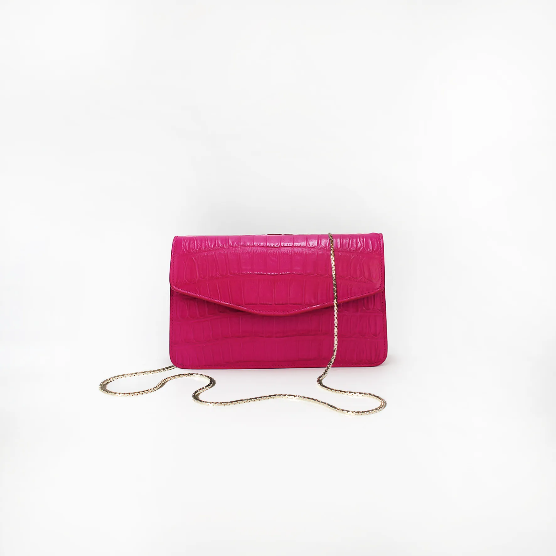 Le Clutch in Hot Pink Croc