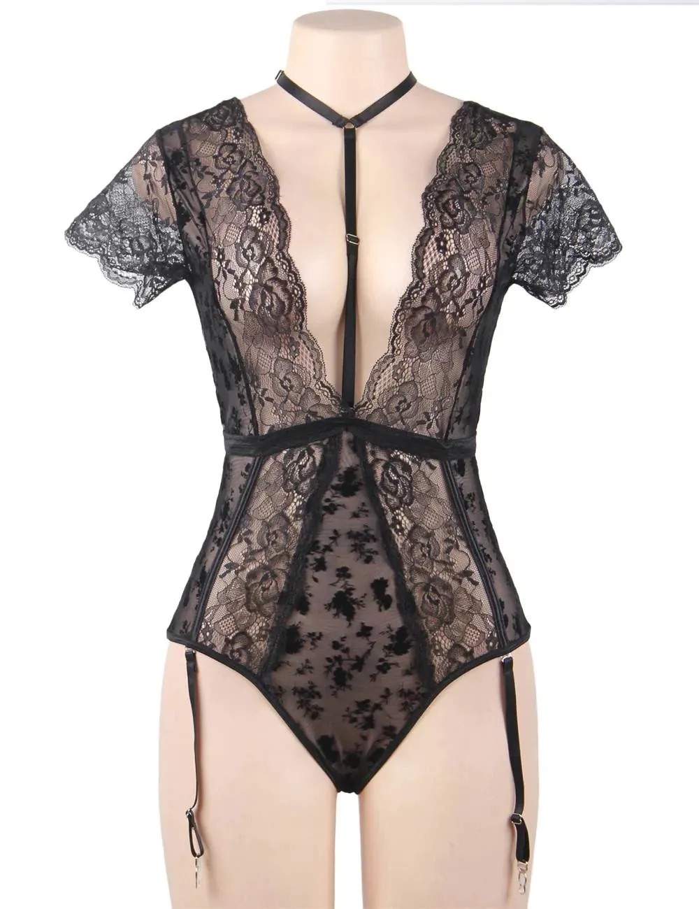 Lingerie Egypt Exquisite Lace Choker Neck Teddy