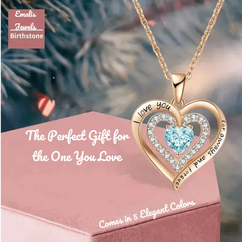 Love Heart Pendant Necklace Exquisite Colorful Stone Women's Jewelry