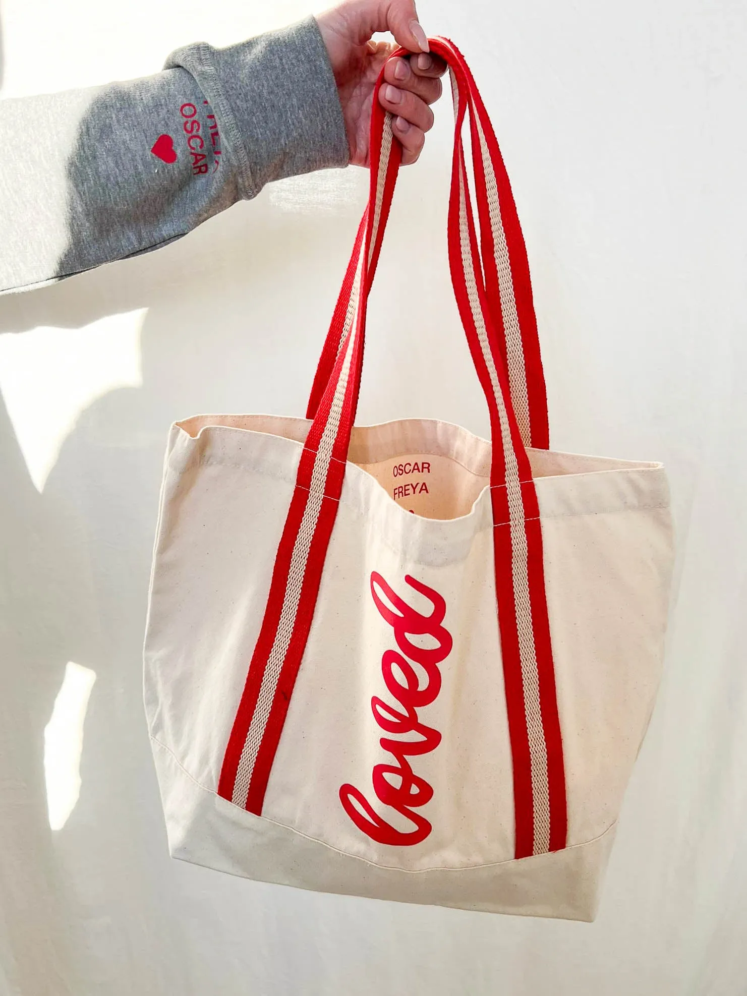 Loved Beach Bag | Natural & Red