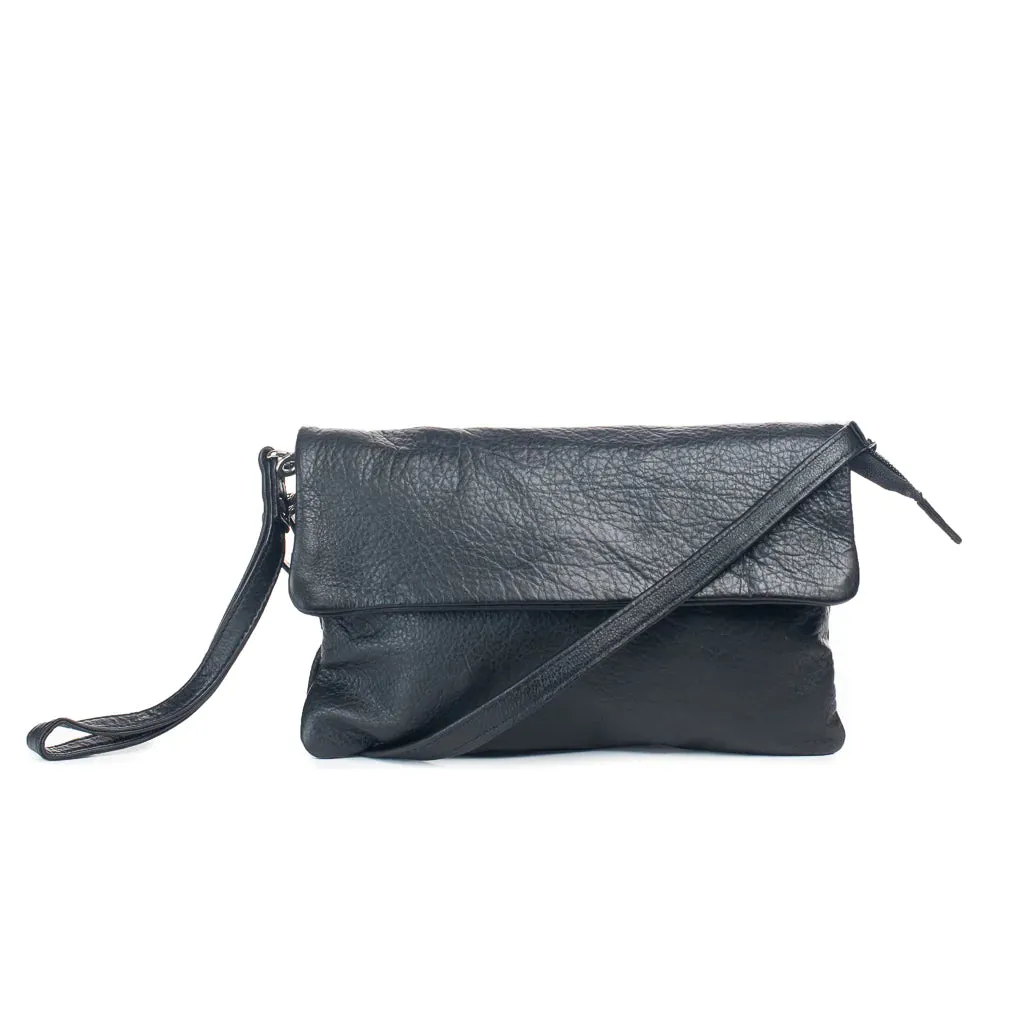 Lucie Leather Bag/Clutch: Black