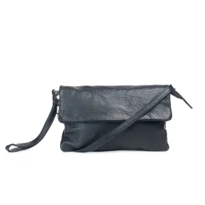 Lucie Leather Bag/Clutch: Black