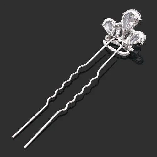 LUX Bridal Swarovski Rhinestone Crown 2-Prong Fork Hair Stick