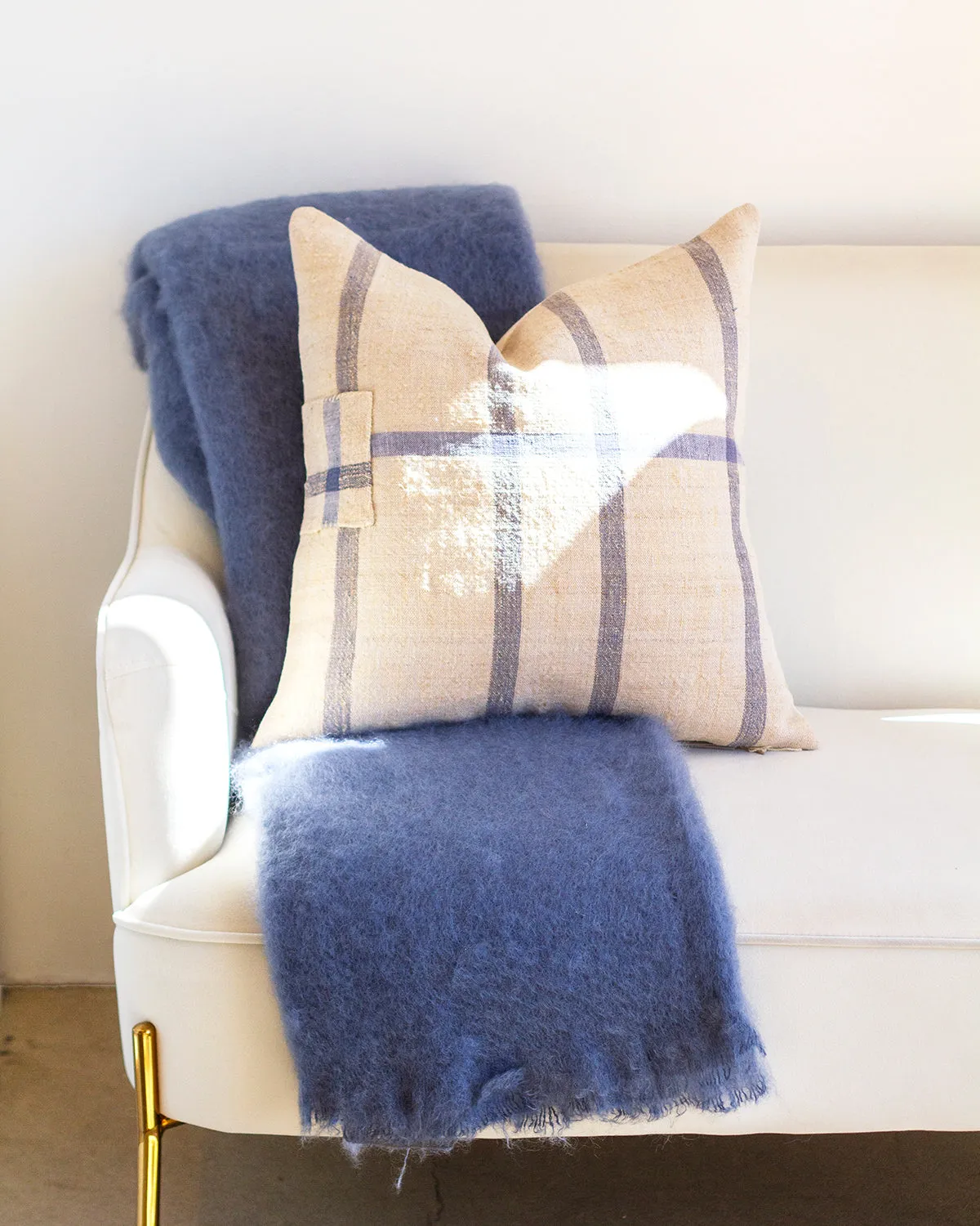 Matilde Blue Checkered Throw Pillows
