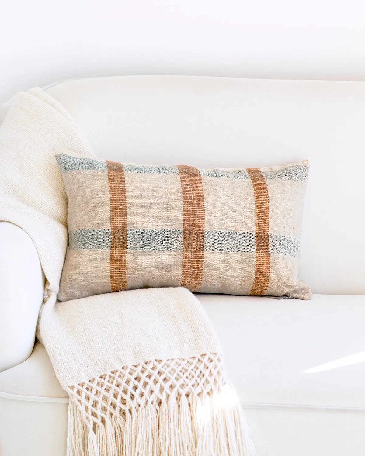 Matilde Siena and Navy Checkered Throw Pillows