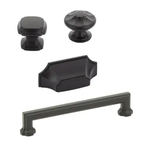 Matte Black "Regal" Cabinet Knobs and Drawer Pulls