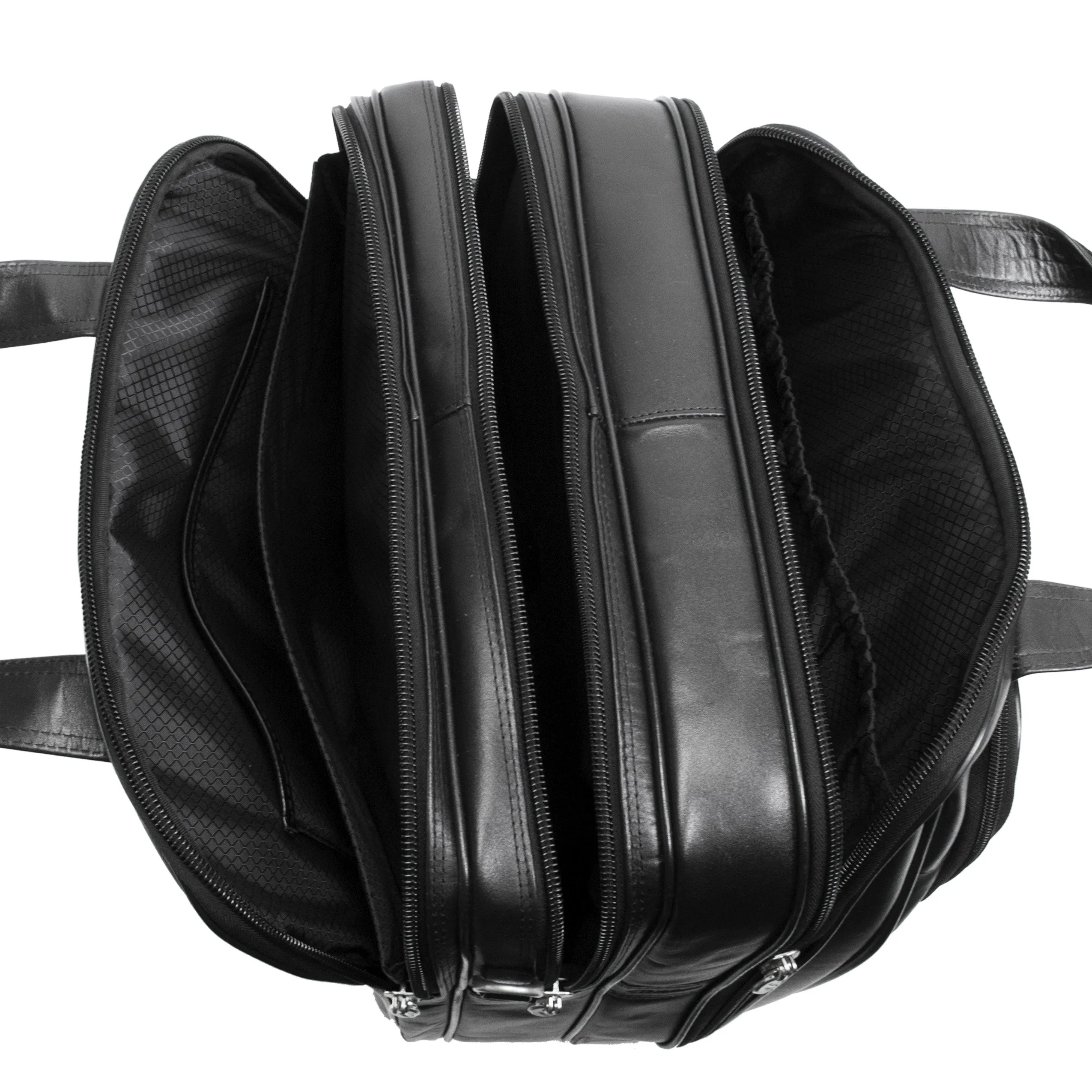 McKlein CHICAGO 17" Leather Patented Detachable -Wheeled Laptop Overnight with Removable Briefcase
