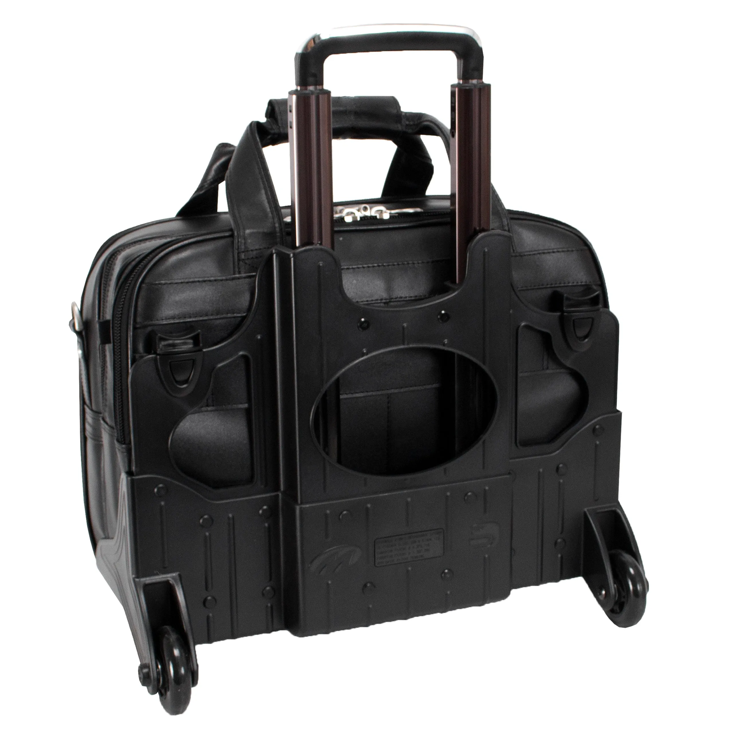 McKlein CHICAGO 17" Leather Patented Detachable -Wheeled Laptop Overnight with Removable Briefcase