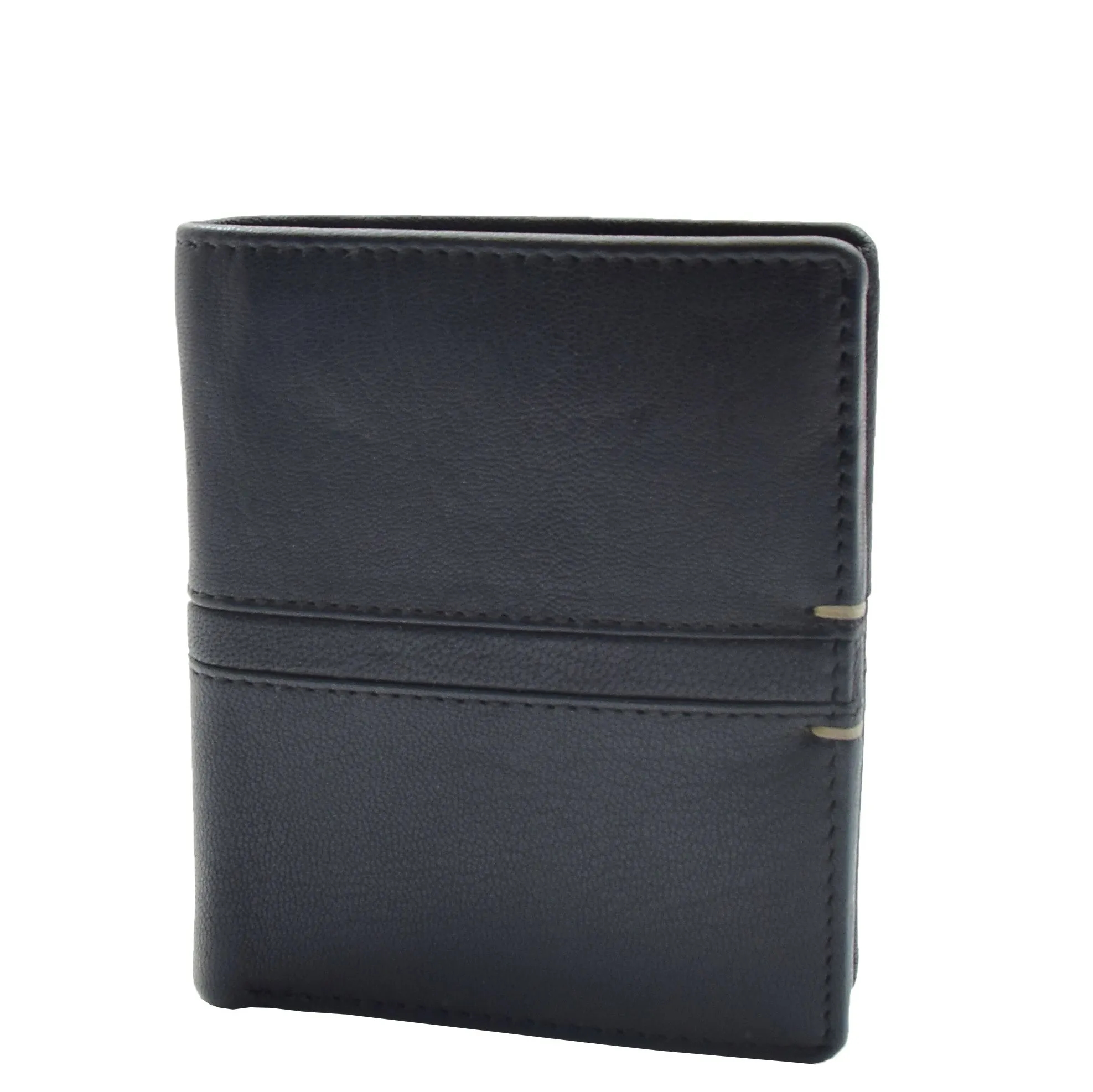 Mens Black Leather Wallet Vertical Bifold RFID Safe Coins ID Notes Cards Hulk
