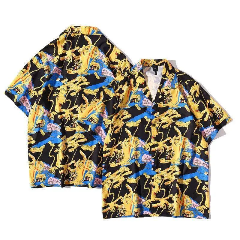 Men's Exquisite Multi Colored Designed Aloha Shirt - Yellow