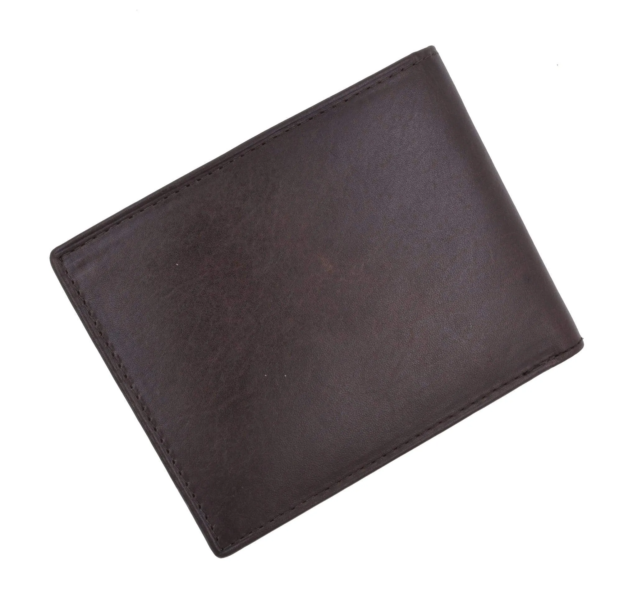 Mens Genuine High Quality Leather ID Card Holder Classic Design Slim Bifold Wallet by Cavelio 730060 (C)